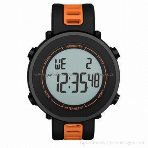 3D Step Counter Watch with EL Backlight, Dual-alarm, 30m Water-resistant